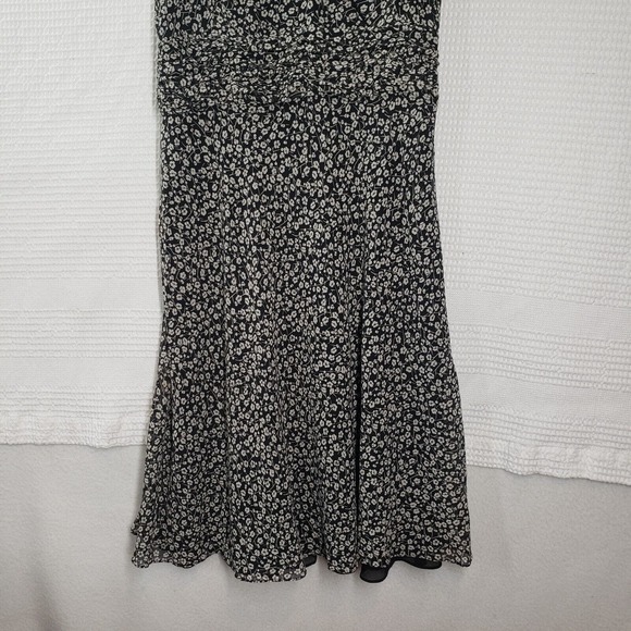 Ann Taylor Silk Dress Vintage 90s Y2k Womens 12 Floral Ditsy Sleeveless Black - Picture 13 of 16